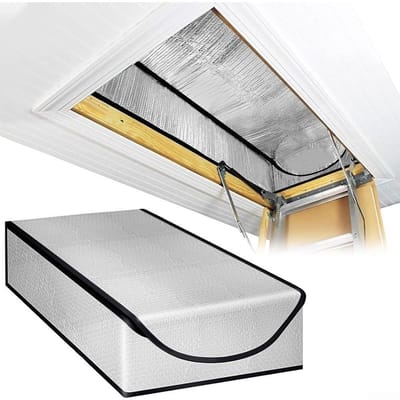 Dailygoods- Zoldertrap Vuurvaste Isolatiehoes - Zolderdeur Isolatie - Stofkap - Premium Aluminiumfolie - 25"x54"x11" - Dubbele Lagen