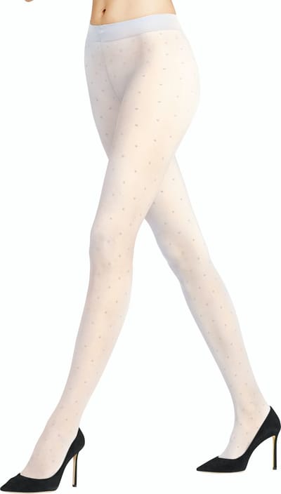 FALKE Dot gedessineerd materiaal ultra transparant 15 DEN panty dames wit - maat S