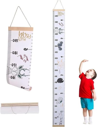 Groei Meter voor Kinderen, Verstelbare Hoogtemeter, Schattige Wanddecoratie van Hout en Canvas, Ideaal voor Baby's en Kinderen, Meetgroei Tot 190 cm