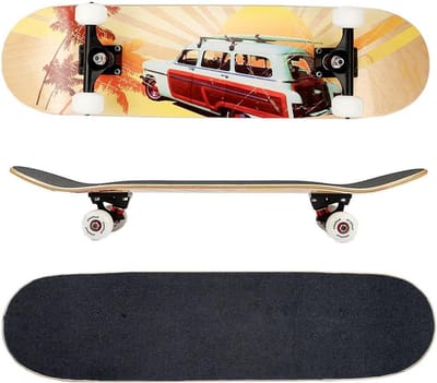 Skateboard Esdoornhout - Streetboard Cruiser - Trucs en Tricks - ABEC-9 Kogellagers - 78.5 x 20 cm - Beachcar