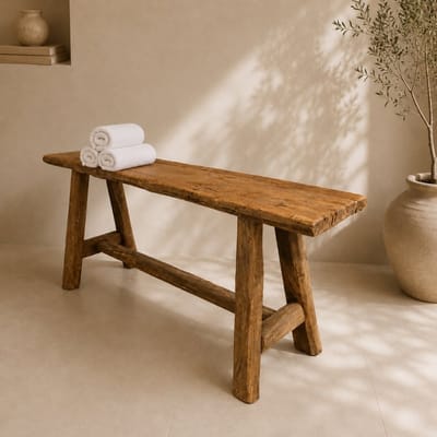 Teakhouten Bank 100 cm – Handgemaakt van Massief Old Teak – Uniek & Duurzaam