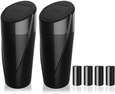 EXCITAT Autoprullenbak met deksel - 2-pack - Autoprullenbak bekerhouder - Zwart - Mini-autoprullenbak - Inclusief 2 rollen vuilniszakken - Voorstoelaccessoire - Organisatie - Opbergruimte