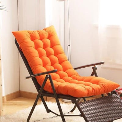 Chaise longue inclinable Meubles Coussin souple Coussin d'assise épais Coussinets Tapis de chaise longue de jardin Matériau durable 125*48*8cm orange