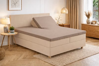 Polydaun hoeslaken - splittopper - Jersey - taupe - 140/160 x 200/220 cm