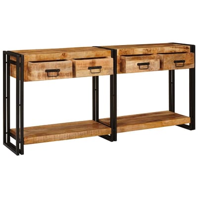 vidaXL - Wandtafels - 2 - st - Bruin - 161 - x - 33 - x - 75 - cm - Massief - Mango - Hout