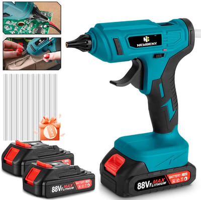 NewBeny Accu Lijmpistool - 280 °C Elektrisch lijmpistool - met 2x accu’s en 10 lijmsticks - snelle verwarming - voor doe-het-zelf, kunst, diverse materialen