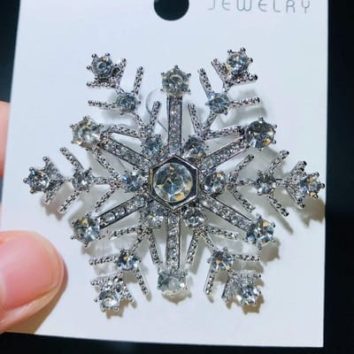 Wuli&baby Blauwe Sneeuwvlok Broches Voor Vrouwen Unisex Glanzende Mooie Sneeuwbloem Feest Kantoor Broche Spelden Cadeaus gray