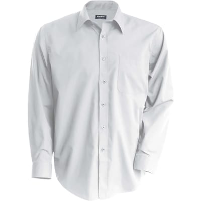 Kariban Kinder poplin overhemd lange mouwen K521 - White - 8/10 Y (8/10 ans)