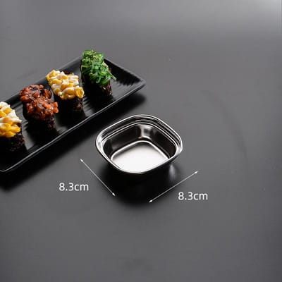 RVS Dip Bowls met Verdeling Saus Bord Kruiden Dip Condiment Schaal voor BBQ Azijn Specerijen Ketchup Zout Suiker Smaak gray