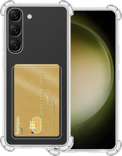 Hoesje Geschikt voor Samsung Galaxy S23 - Met Pashouder en Kaarthouder - Telefoon Hoes Shockproof - Siliconen Case - Back Cover - Shock Proof - Pasjes Houder - Transparant