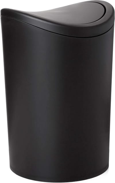 Badkameremmer met Swingdeksel - 6 Liter - BPA-vrij - Zwart - Ideaal voor Elke Badkamer