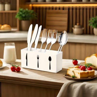 Organisateur d'ustensiles en plastique à 3 niveaux Grande boîte de rangement pour couverts en ABS durable avec étagères ouvertes pour fourchettes, couteaux, cuillères et serviettes Porte-ustensiles de cuisine noir