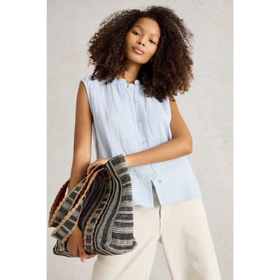 White Stuff Yasmin Double Cloth Vest Light Blue Taglia: 12 | Magliette intime Outlet | Donna | Blu