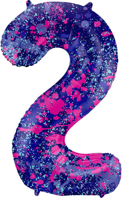 Folat - Folieballon Cijfer 2 Paint Splash - 86 cm