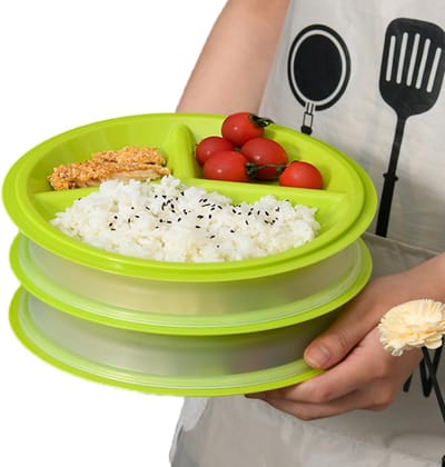 Dailygoods- Magnetronborden BPA-vrij - Magnetronservies met deksel - Magnetronbestendige vershouddoos - 3 compartimenten - Herbruikbaar - Ideaal voor het bewaren van etensresten - Maaltijdcontainers