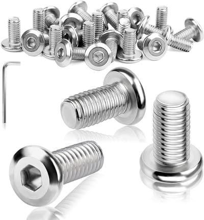 25 Stuks M4 Schroeven met Platte Kop en Hexaansluiting - RVS 304, 10mm Lengte, Volledig Gewikkeld voor Assemblage en Onderhoud