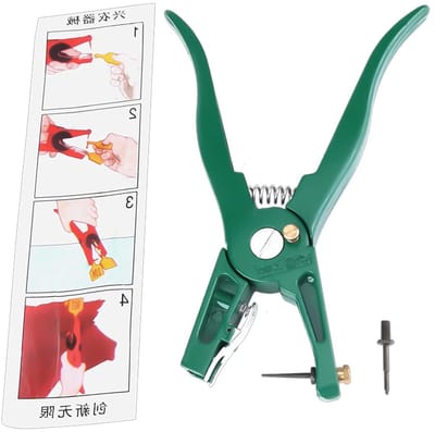 Ergonomische Oortag Pliers voor Varkens, Runderen en Schapen met Reservepin en Gebruiksvriendelijke Applicator