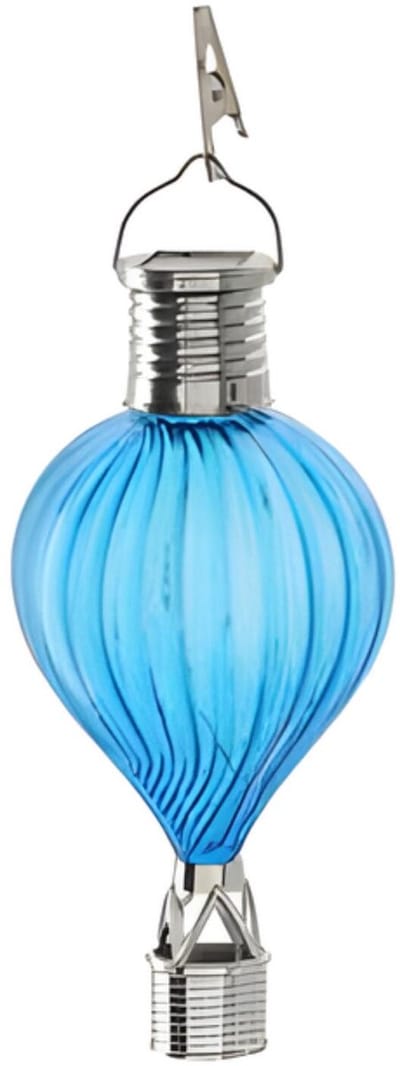 Cepewa Solar LED ballonhanger - blauw - H17 cm - luchtballon - tuinverlichting/buitenlamp