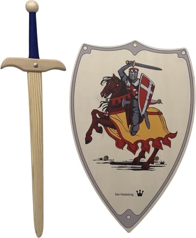 Houten Robin Hood zwaard mini en ridderschild ridder te paard kinderzwaard ridder zwaard schild