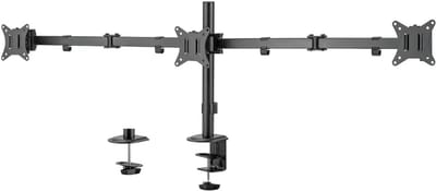 Quvo® Monitorarm 3 schermen - Muurbeugel - Triple Beeldschermarm Voor 15 tot 27 inch - Muurbeugel Monitor - Monitorbeugels - Monitorbeugel 3 schermen - Zwart - 144cm x 15cm x 55cm