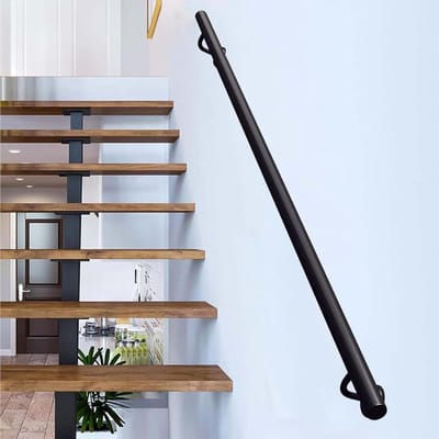 Trapleuning Set - Steun Beugel - Veiligheid Verhoging - Mat Zwart Staal - 30cm tot 600cm - Zwart