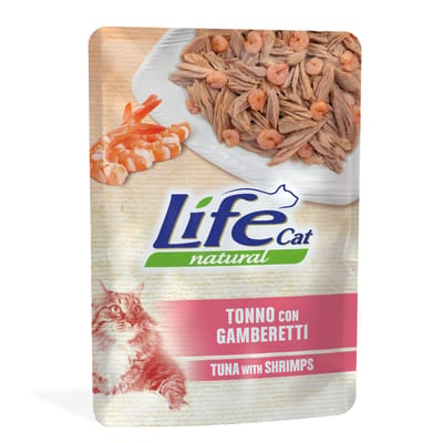 6x70g Life Cat Natural Adult Tonijn met Garnalen Kattenvoer Wet