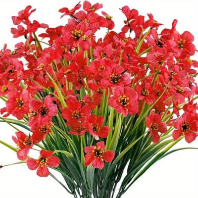 Levendige Rode Kunstbloemen UV-bestendig, Niet-vervagend Buiten Plastic Bloemen