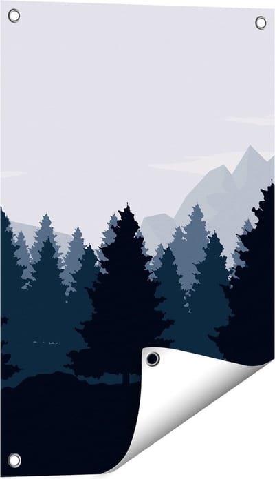 Gards Tuinposter Bos met Bomen Illustratie - Abstract - 40x60 cm - Tuindoek - Tuindecoratie - Wanddecoratie buiten - Tuinschilderij