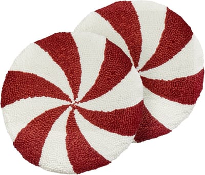 SWIRL CANDY - Sierkussen set van 2 - Rood/Wit - 40 cm - Polyester