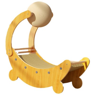 Kattenkrabbedeken Houten Sisal Kattenkrabplank Multifunctionele Kattenkrabstoel voor Binnen beige