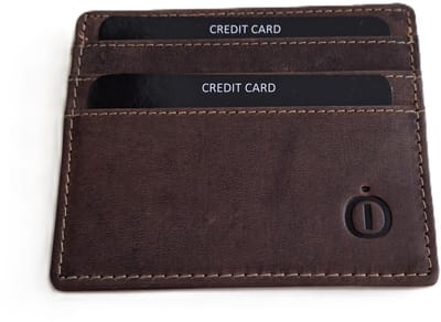 OI Hunter bruine leren Creditcardhouder / zeer dun dubbelzijdig pasjesmapje / platte leren pasjesouder / RFID SAFE / bruin leer / 333H