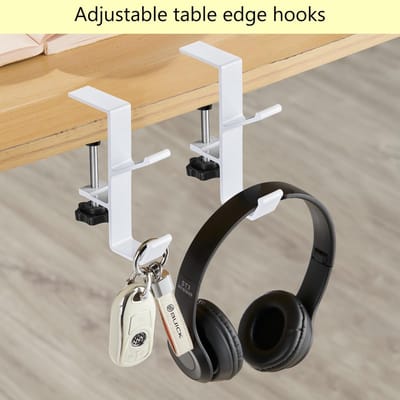 Tassenhouder voor tafel, 2 stuks, handtashouder, verstelbare zakhaak, hoofdtelefoonhouder, onder bureau, multifunctionele tashouder, tafel voor kantoor, studeerkamer
