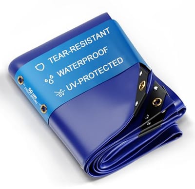 Premium Waterdicht Afdekzeil 300x200cm - UV Bestendig Vrachtwagenzeil met Ogen, PVC Zeil voor Hout, Tuin, Dak & Bouw - Winterbestendig Beschermzeil - Blauw - 6m²