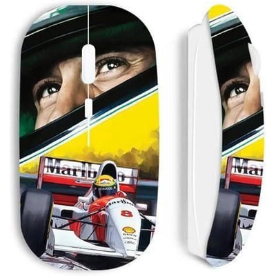 Souris - Maniacase - F1 Ayrton Senna - Sans Fil - Blanc - Design Ergonomique Confortable