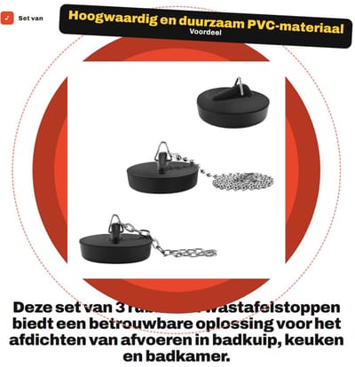 Dailygoods- Wastafelstoppen Universele Pasvorm - Afvoerstop - Badstop - Afvoerplug - Rubber - Hoogwaardig PVC Materiaal
