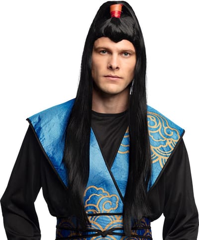 Boland - Pruik Samurai Zwart - Steil - Lang - Mannen - Ninja - Ninja