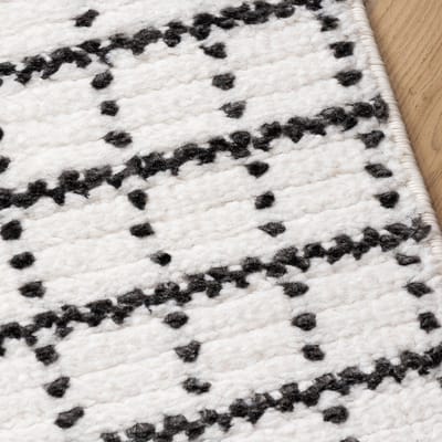 Premium Natural Look Vloerkleed – Raster Crème-Antraciet - 80cm x 150cm