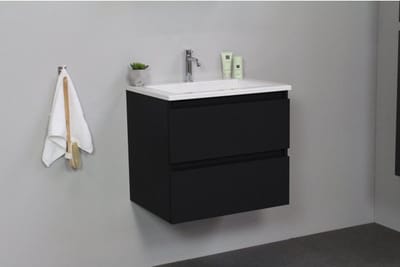 Adema Bella badmeubel met acryl wastafel 1 kraangat 60x55x46cm Zwart mat