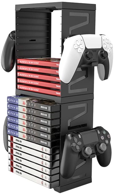 SPHProducts - Video Game Opslagstandaard - Game Cases Houder - Ruimtebesparend - Zwart - Game Card Box - Voor 24 Spellen - Geschikt voor PS5 PS4 Xbox N...