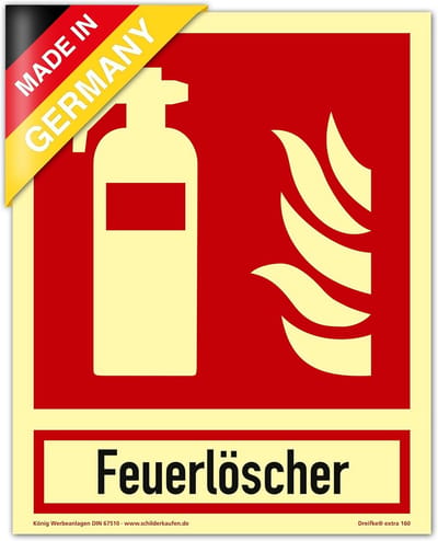 Zelfklevend Brandblusser Bord PVC 200x250mm - Extra Lang Lichtgevend Noodverlichting