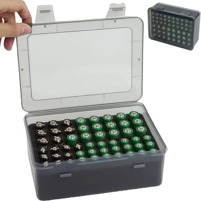 Batterij Opbergdoos - Batterijhouder Organizer - Ordelijk Opslaan - Ruimte voor 54 Batterijen - Compact Ontwerp - Zwart