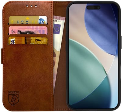 Rosso Element Geschikt voor Apple iPhone Air | Wallet Book Case | Portemonnee Hoesje | 3 Pasjes | Magneetsluiting | Stand Functie | Bruin