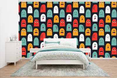 Behang - Fotobehang Patroon - Pacman - Games - Spook - Jongens - Kinderen - Kids - Breedte 500 cm x hoogte 280 cm