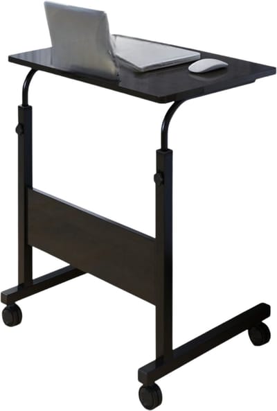 Verstelbare Laptoptafel op Wielen – In Hoogte Verstelbaar (71-98 cm) – 60 cm Breed – Compact Bureau – Verrijdbaar Laptoptafeltje voor Thuis & Kantoor – Zwart