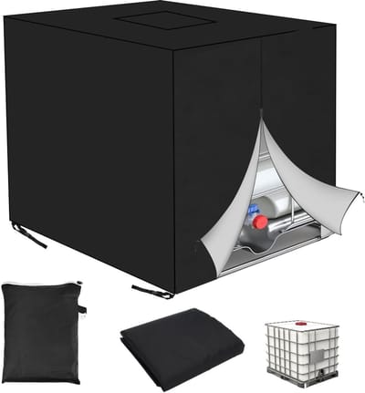 Famanu - IBC tankafdekking 1000L met ritssluiting waterreservoir beschermhoes zwart