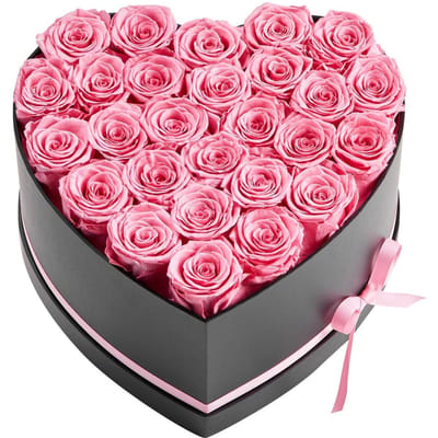 Forever Flowers, 27 Geconserveerde Rozen in een Hartvormige Doos, Eeuwige Bloemen Onsterfelijk Boeket Verjaardagscadeau voor Vrouwen Haar Vrouw Moeders, Jubileum,