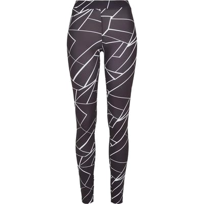 Urban Classics - AOP geometric Legging - S - Zwart