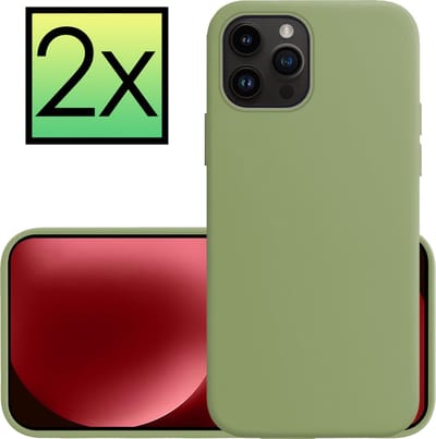 Hoesje - 2 Stuks - Geschikt voor Apple iPhone 15 Pro - Sterk & Shockproof - Case Siliconen - Back Cover - Telefoon Hoes - Groen