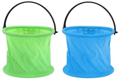 Opvouwbare zandemmer voor kinderen 2 stuks - Multifunctionele vouwemmer voor strand, camping en tuin - Blauw en Groen