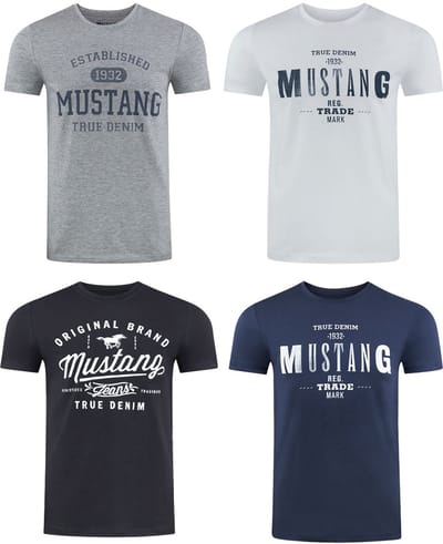 Mustang Heren T-Shirt 4er Pack regular fit Veelkleurig S Ronde Hals Volwassenen gemaakt van 100% katoen